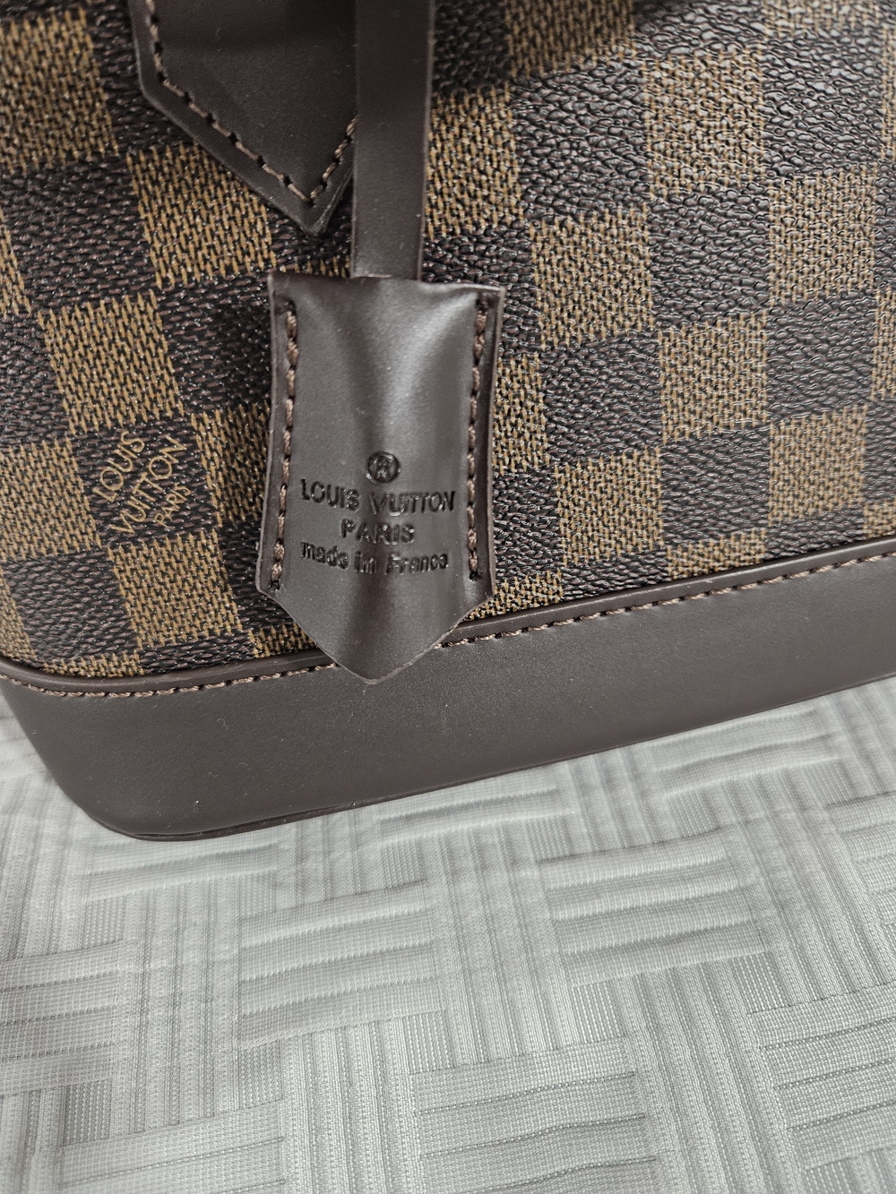 Brown Checkered Dome Satchel Fashion Bag - Picture 5 of 14